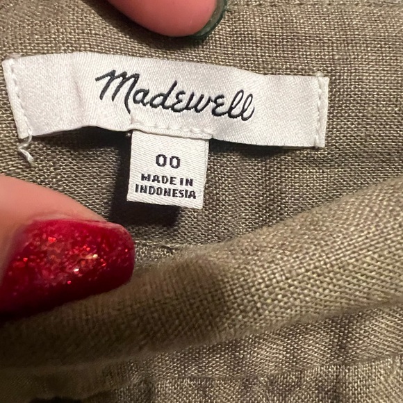 NWOT Madewell The Harlow Wide Leg Olive Green Pant in 100% Linen Size 00 - Picture 14 of 14